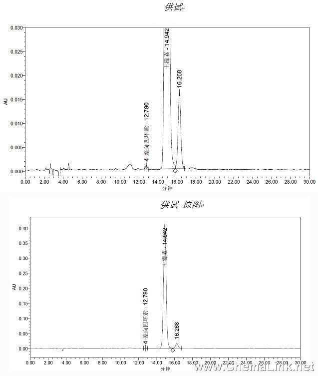 土霉素注射液 色谱 hplc 液相色谱 液相色谱图 液相分析 检测