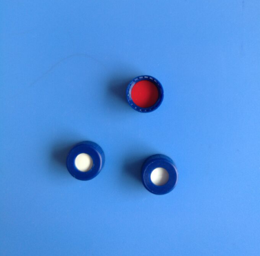 盖/垫（螺纹口样品瓶） 蓝开孔盖红色PTFE+白色硅胶垫9-4252ml